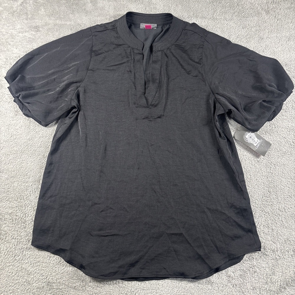 Vince Camuto Top Flutter Sleeve Layered Look Tee Shirt Black Sz XS NWT